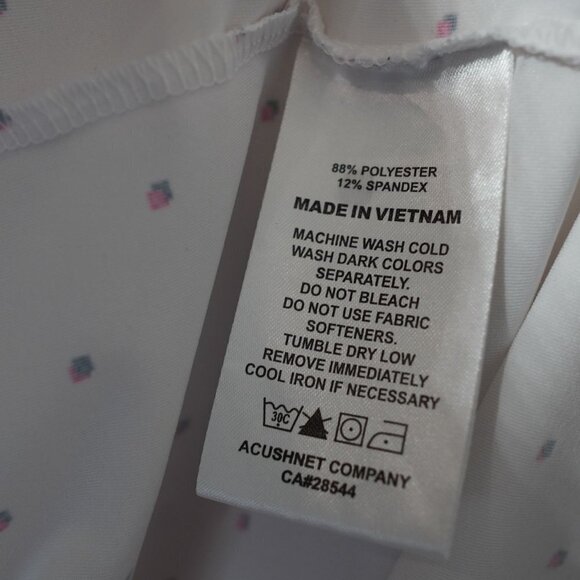 FootJoy Men's Polo Shirt White Polka Dots Athletic Fit Sz‎ L - Picture 6 of 8